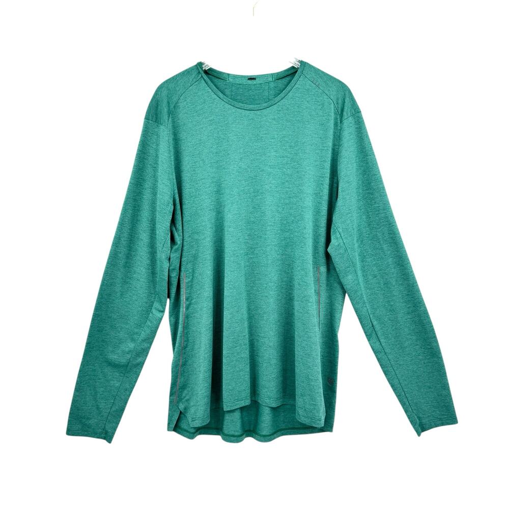 Lululemon Fast and Free Heathered Teal Lagoon Green Long Sleeve Reflective Shirt